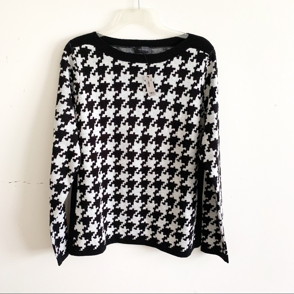 The Limited New Houndstooth Boat Neck Sweater